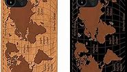 sevgie Wood Case for iPhone 13 Pro Max [Shockproof Hybrid Protective Cover Unique] Natural Real Wood & Soft TPU Wooden – Detailed World Map – Gift for Him & Her