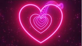 Hot Pink Love Heart Tunnel Floating In Outer Space Sparkling Stars 4K VJ Loop Moving Background