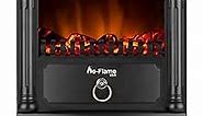 Hamilton Indoor Compact Freestanding Electric Fireplace Space Heater - Realistic 3-D Wood Burning Flame (Matte Black)
