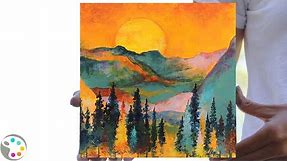 Abstract Mountain Landscape Painting / Acrylic Painting / Step-by-Step Tutorial