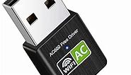 USB WiFi Adapter, 600Mbps Wireless WiFi Network Adapters for PC, Dual Band External WiFi Adapter (433 Mbps/5 GHz, 200 Mbps/2.4 GHz) 802.11ac, for Windows 10/8/7/XP/Linux/Mac, Plug and Plug
