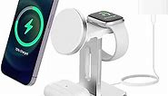 Wireless Charger 3 in 1 Charger Station Fast iPhone Charging Station with Adapter for 15,14,13,12 Pro/Max/Mini/Plus, iWatch 8/7/6/SE/5/4/3/2 and Airpods 3/2/Pro/Pro 2 (White)