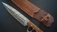 custom handmade Damascus steel bowie hunting knife, fixed blade knife, personalized gift knife, customized knife, big knife, mans knife,outdoor knife with leather sheath