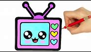 HOW TO DRAW TELEVISION EASY STEP BY STEP