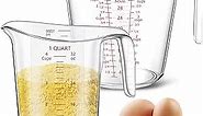 2 Pcs Measuring Cup Clear 1 Quart Plastic Measuring Cup Measuring Pitchers Easy Read Stackable Dishwasher Safe for Vinegar Flour Liquid Oil