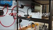 Power Queen 51.2V LiFePO4 server rack battery First solar charge/Victron/150/35 smart controller