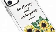 iPhone 11 Case,Sunflower Floral Flower Pattern Inspirational Encouraging Scripture Bible Verses Christian Quotes Joshua 1:9 Soft Protective Clear Design Case for Girls Women Compatible with iPhone 11