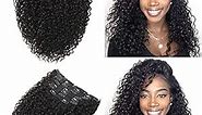 Jerry Curly Hair Clip in Extensions Real Human Hair 16 inch 3b 3c Curly Clip ins Soft 8A Real Brazilian Remy Human Hair Curly Hair Extensions for Black Women 7Pcs with 24 Clips Natural Black