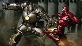 From Adi Granov’s concept art to screen: metallic mayhem with Iron Man vs Iron Monger.