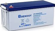 Renogy 12V 200AH Rechargeable Deep Cycle Hybrid GEL Battery for Solar Wind RV Marine Camping UPS Wheelchair Trolling Motor, Maintenance Free, Non Spillable