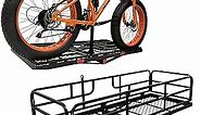 Hitch Cargo Carrier with Bike Rack Hitch 60" x 24" x 14" Fits 2 Bikes, Heavy Duty Trailer 500Lbs, Folding Cargo Carrier Hitch Mount Fits 2" Receiver
