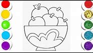 Basket of Apples 🍎 Drawing, Painting, Coloring for Kids and Toddlers #drawingforkids #coloring