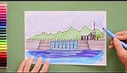 How to draw a Dam and Hydro Power Plant - Engineer's Day
