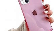 YTanazing for Square iPhone 14 Case/iPhone 13 Clear Case for Women, Crystal Clear Slim Cover Shock Absorption TPU Silicone Shell Square Phone Case for iPhone 13/14 (Pink)