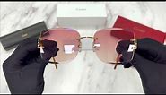 Cartier Red Rimless Sunglasses - Iconic C Décor - Model CT0007RS (001)