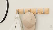 Umbra Flip 5-Hook Wall Mounted Coat Rack, Modern, Sleek, Space-Saving Coat Hanger with 5 Retractable Hooks to Hang Coats, Scarfs, Purses and More, White