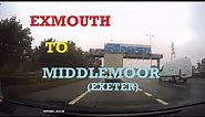 Sped up dash cam footage of a congested car journey from Exmouth to Middlemoor, Exeter.