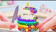 🦄 Magical Rainbow Cake 🌈 Colorful Miniature Rainbow Unicorn Cake Decoration | Tiny Cakes Recipe