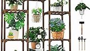 Uneedem Plant Stand Indoor Outdoor, Tall Plant Shelf for Multiple Plants, 10 tiers 11 Pot Large Plant Rack Wood Plant Holder Plant Shelves for Room Corner Balcony Garden Patio