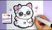 How to Draw a Super Cute Kitten - Happy Drawings