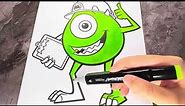 Coloring Mike Wazowski from Monsters Inc | Monsters Inc coloring pages for kids