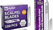 Pack of 15 Surgical Blades 10 and Stainless Steel Scalpel Handle and 100 Surgical Blades 10 Disposable, Size 10 Scalpel