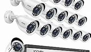 ZOSI H.265+ 1080p 16 Channel Security Camera System, 16 Channel DVR Recorder with Hard Drive 2TB and 16 x 1080p Weatherproof CCTV Bullet Camera Outdoor Indoor with 80ft Night Vision, Motion Alerts