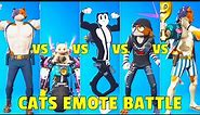 All Cats Emote Battle In Fortnite! (Purradise Meowscles, Kit, Meowscles, Meow Skulls)