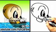 Cartoon Drawing Tutorials - How to Draw an Otter - Draw Animals - Online Easy Drawings - Fun2draw