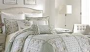 Laura Ashley - Queen Comforter Set, Reversible Cotton Bedding with Matching Shams & Bedskirt, Stylish Home Decor for All Seasons (Harper Sage, Queen)