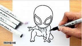 Drawing SPIDER-MAN SYMBIOTE Suit (Black Suited Spiderman Comic Version)