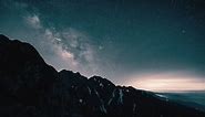 Starry Sky, Mountains, Milky Way. Free Stock Video