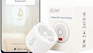 Smarter Living– Smart WiFi Gas Detector (Natural Gas, Propane, and Other Flammable Gases), Loud 70dB Alarm, Phone Notifications, No Hub Required, Reliable Sensor, Modern White Status LED