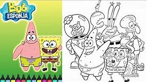 Spongebob coloring page. Spongebob and friends coloring. Easy coloring book. Fast coloring. Marker