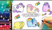 HOW TO DRAW PUSHEEN CAT, [Very cute and easy] CUTE UNICORN drawings My lliitle Pony cartoon for kids