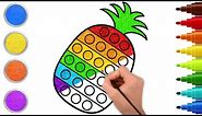 Glitter Pop It Pineapple, Painting, Coloring for Kids and Toddlers | Easy Drawing Tips