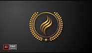 Gold Laurel Wreath Logo Design | Illustrator Tutorial
