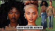 Earthy Black Girl Aesthetic 🌱 + CC Folder & Sims Download | Sims 4 Create a Sim