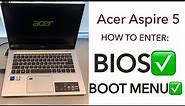 Acer Aspire 5 - How To Enter Bios (UEFI) & Boot Menu Options