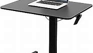 VIVO Mobile 32 inch Pneumatic Sit to Stand Laptop Desk, Rolling Presentation Cart, Height Adjustable Ergonomic Workstation with Locking Wheels, Black, CART-V07B
