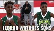 LeBron James watches Bronny and Bryce BALL on OLDER competition! | SLAM Highlights
