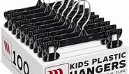 Mainetti 6008 Black Plastic Children's Hangers with Rotating Metal Hook and Sturdy Plastic Non-Slip Clips, Great for Pants/Skirts/Slacks/Bottoms, 8-Inch (Pack of 100), (B07VHJRVYH)