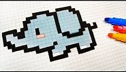 Handmade Pixel Art - How To Draw Kawaii Elephant #pixelart