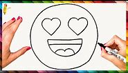 How To Draw A Heart Eyes Emoji Step By Step 😍 Heart Eyes Emoji Drawing Easy