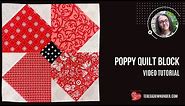 How to make a 12" poppy quilt block video tutorial
