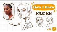 How I DRAW FACES step by step | Mistakes & tips | Procreate sketch | 👽