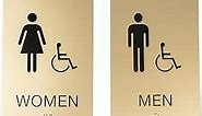 Gold Men & Women ADA Restroom Signs/Modern Chic 6" x 9" Acrylic Bathroom Sign Set With Braille
