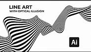 Create a dynamic 3D line wave art with optical illusion effect in Adobe Illustrator tutorial