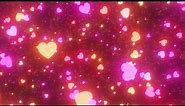 Neon Glowing Pink And Orange Hearts Falling Down From The Night Sky 4K VJ Loop Moving Background