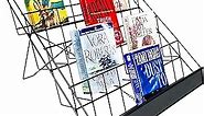 FixtureDisplays® 4-Tiered Book Signing Rack, CD Display, 18" Wire Rack for Tabletop Use, 2.5" Open Shelves, with Header - Black 119362